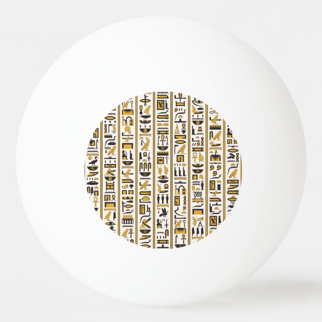 Egyptiska Hieroglyfer: Gult-Black Seamless. Pingisboll (Framsidan)