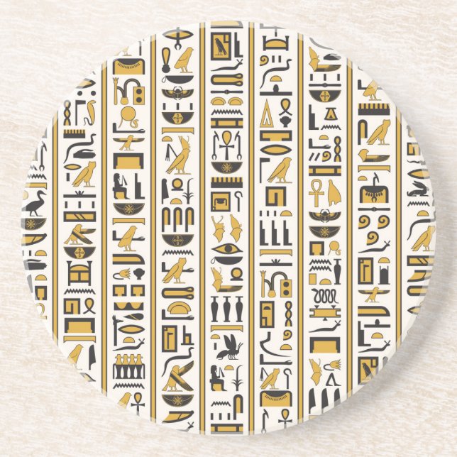 Egyptiska Hieroglyfer: Gult-Black Seamless. Underlägg (Framsidan)