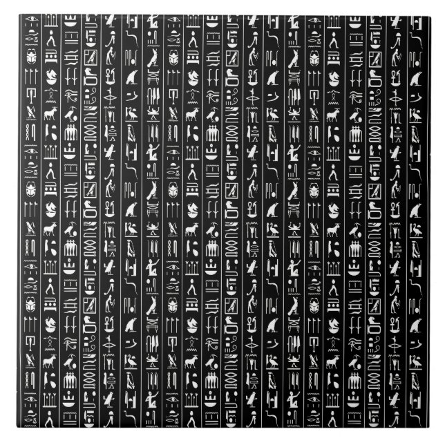 Egyptiska hieroglyfer i vit keramik Tile Kakelplatta (Framsidan)