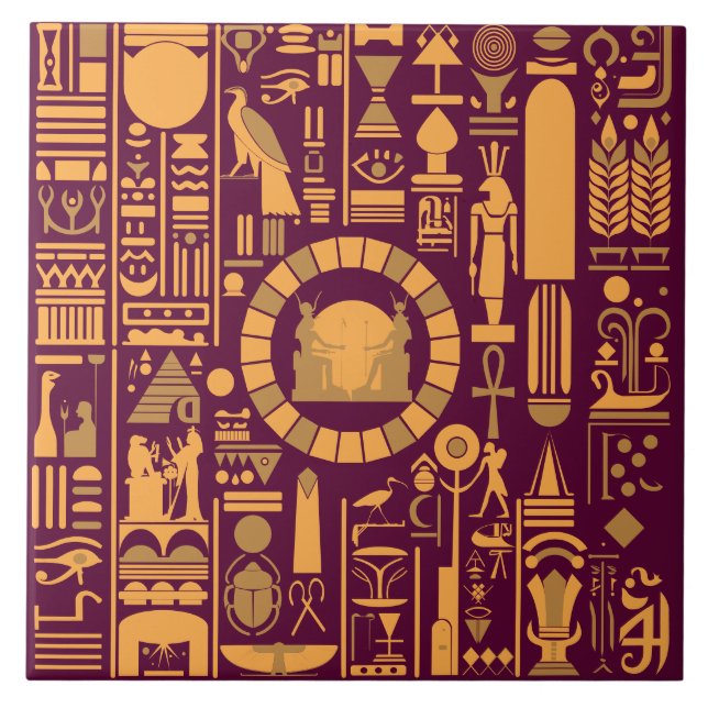 Egyptiska Hieroglyfer Kakelplatta (Framsidan)