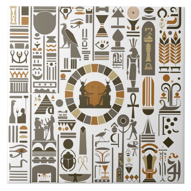 Egyptiska Hieroglyfer Kakelplatta (Framsidan)