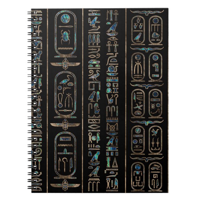 Egyptiska hieroglyfer mönster Guld Anteckningsbok (Framsidan)