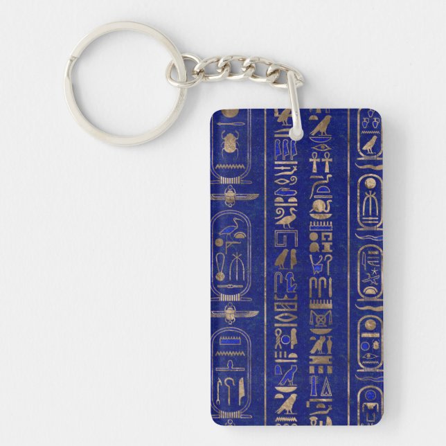 Egyptiska hieroglyfer mönster Guld Lapis Lazuli (Framsidan)