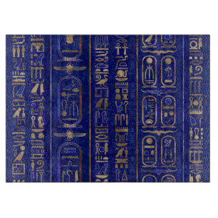 Egyptiska hieroglyfer mönster Guld Lapis Lazuli