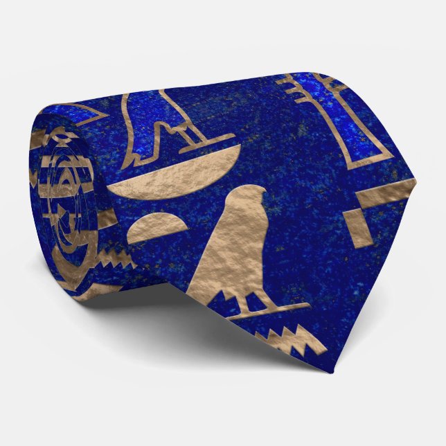 Egyptiska hieroglyfer mönster Guld Lapis Lazuli Slips (Rullad)