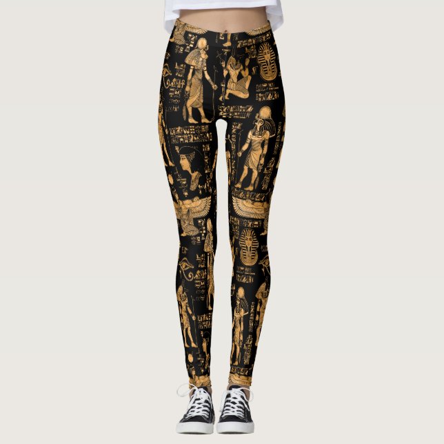 Egyptiska hieroglyfer och guld och svart leggings (Framsida)