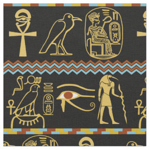 Egyptiska Hieroglyfer Öga av horustile Mönster Tyg