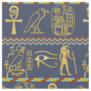 Egyptiska Hieroglyfer Öga av horustile Mönster Tyg