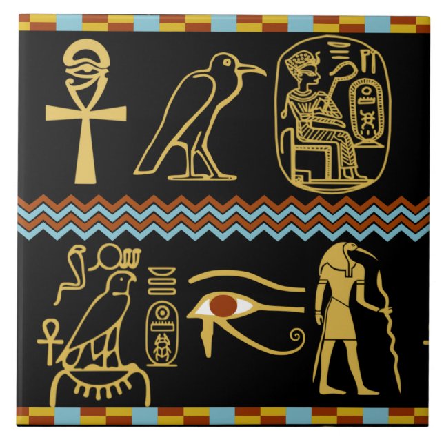 Egyptiska hieroglyfer Öga i Horus Mönster Kakelplatta (Framsidan)