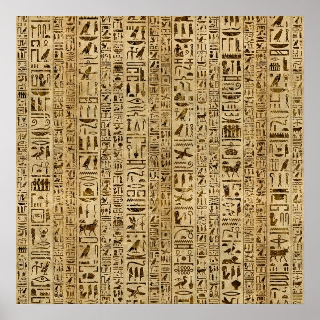 Egyptiska hieroglyfer på papyrus poster (Framsidan)