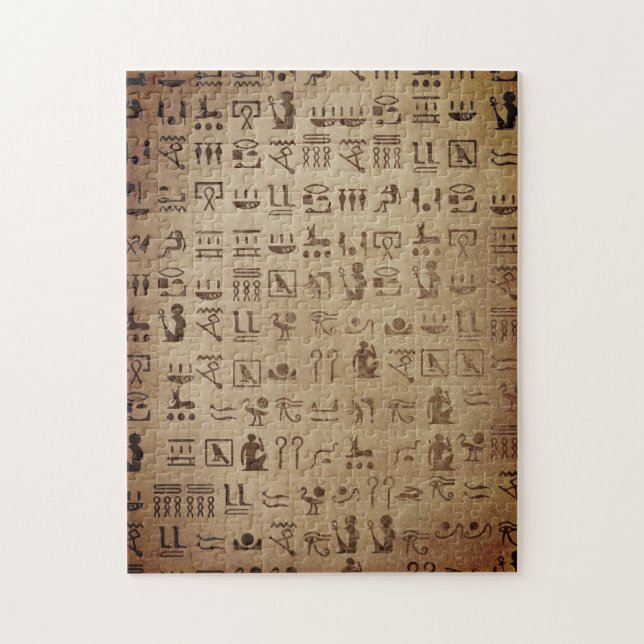 Egyptiska hieroglyfer på papyrus pussel (Vertikal)
