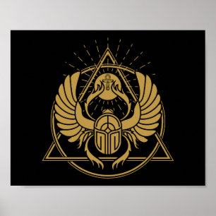 Egyptiska Hieroglyfer - Scarab Beetle - Kryp Poster