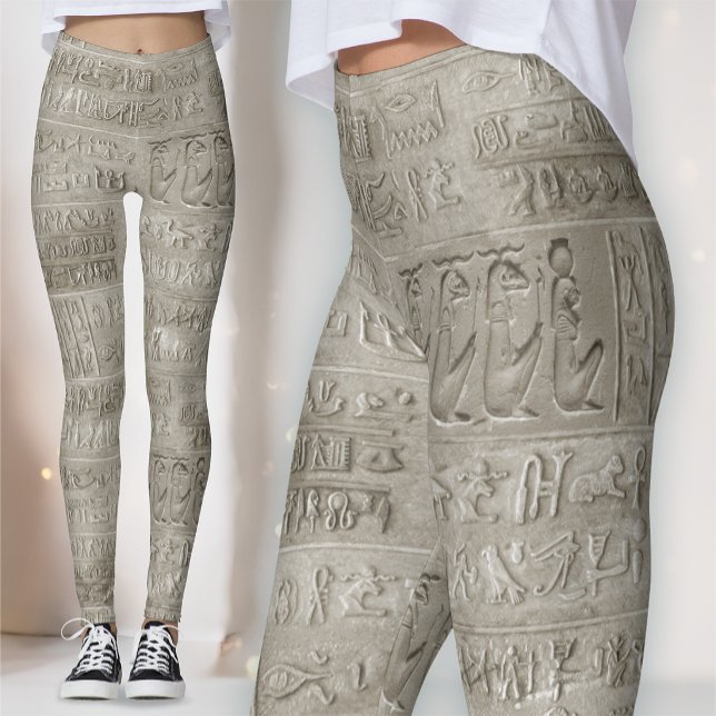 Egyptiska hieroglyfer Stort mönster Leggings (Skapare uppladdad)