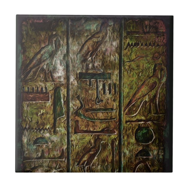 Egyptiska Hieroglyfer Symbols Art Kakelplatta (Framsidan)