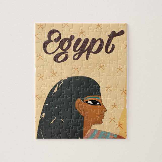 Egyptiska hieroglyfer Vintage resaffisch Pussel (Vertikal)