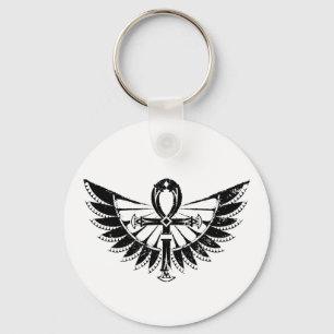 Egyptiska Hieroglyfer - Winged Ankh Nyckelring