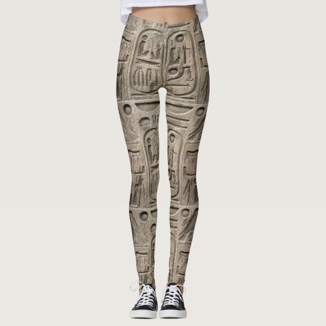 Egyptiska hieroglyfmönstrade leggings (Framsida)