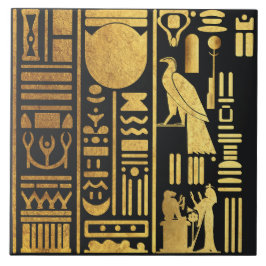 Egyptiska Hieroglyph Gold Foil Kakelplatta
