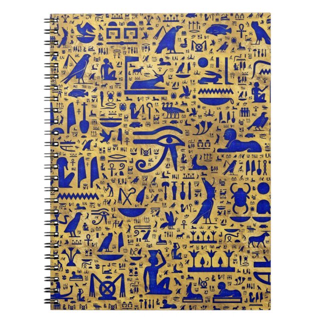 Egyptiska hieroglyphic Lapis Lazuli och Guld Anteckningsbok (Framsidan)