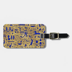 Egyptiska hieroglyphic Lapis Lazuli och Guld Bagagebricka