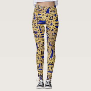 Egyptiska hieroglyphic Lapis Lazuli och Guld Leggings