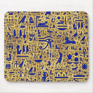 Egyptiska hieroglyphic Lapis Lazuli och Guld Musmatta