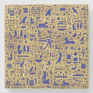 Egyptiska hieroglyphic Lapis Lazuli och Guld Stenunderlägg