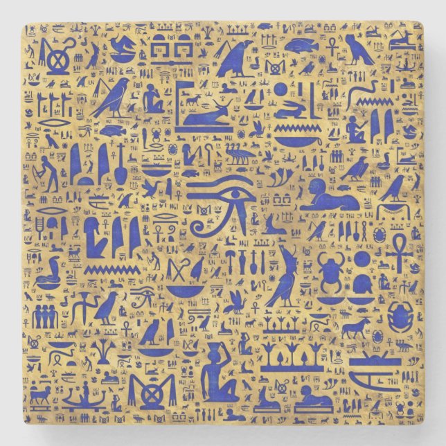 Egyptiska hieroglyphic Lapis Lazuli och Guld Stenunderlägg (Framsidan)