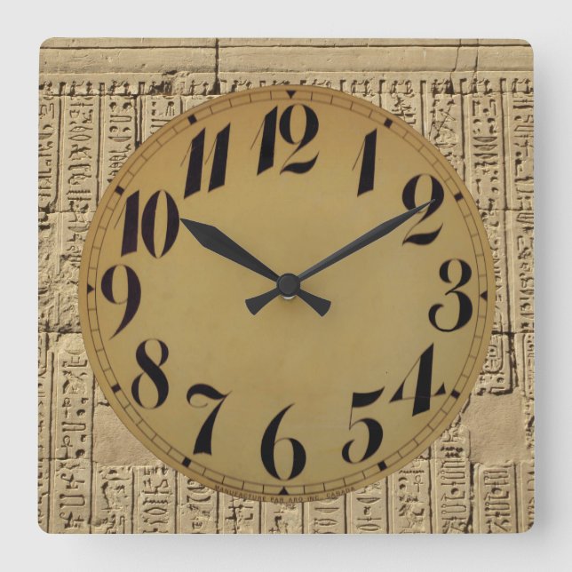 Egyptiska Hieroglyphics Acrylic Wall Clock Fyrkantig Klocka (Framsida)