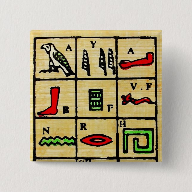 Egyptiska Hieroglyphics, alfabetiska symboler Knapp (Framsida)