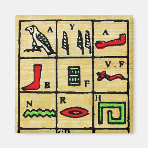 Egyptiska Hieroglyphics, alfabetiska symboler Magnet