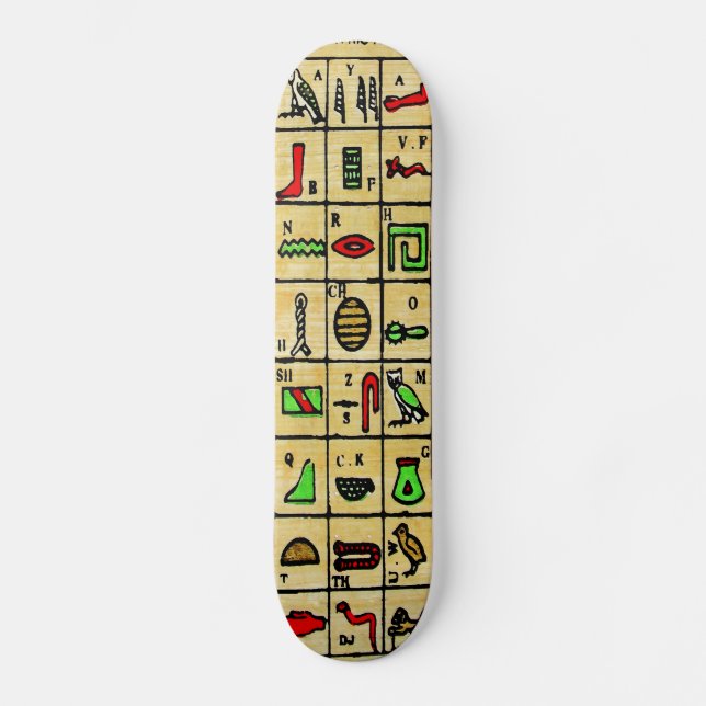 Egyptiska Hieroglyphics, alfabetiska symboler Skateboard Bräda 19,5 Cm (Framsida)