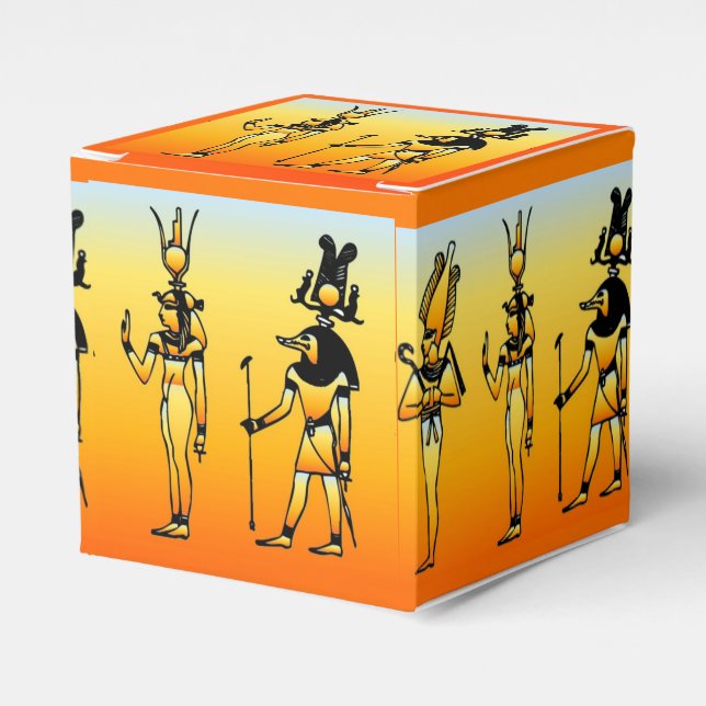 Egyptiska Hieroglyphics Favor Box Presentaskar (Framsidan Sidan)