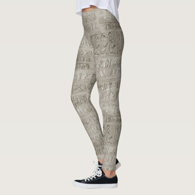 Egyptiska Hieroglyphics Large Mönster Leggings (Vänster)
