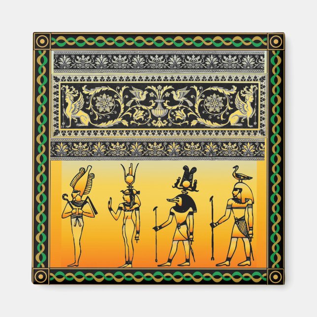 Egyptiska Hieroglyphics Magnet (Framsidan)