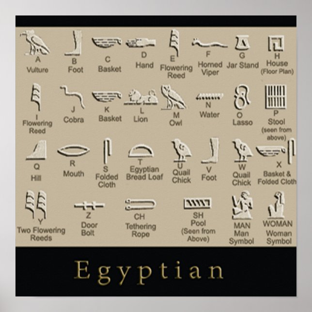 Egyptiska Hieroglyphics poster (Framsidan)