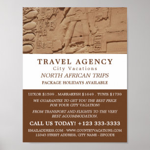 Egyptiska Hieroglyphics, resebyråreklam Poster