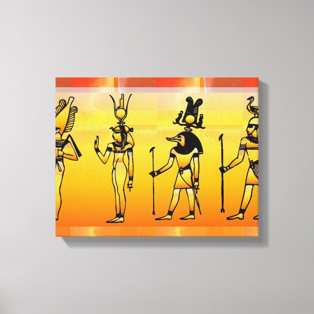 Egyptiska Hieroglyphics Wrapped Canvas (Framsida)