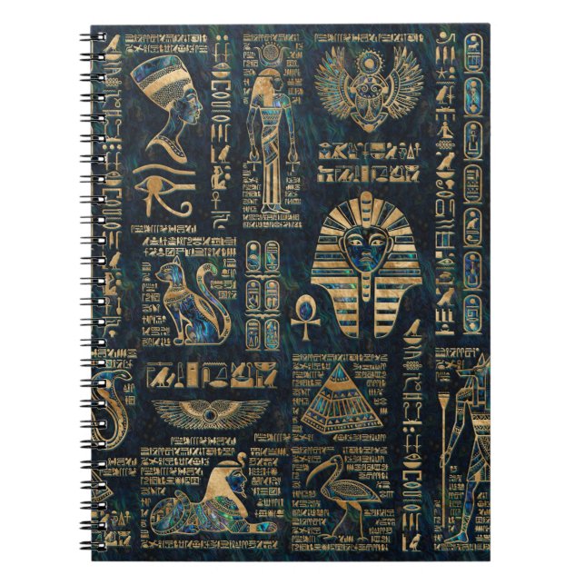 Egyptiska hieroglyphs och gudomar - Abalone och Anteckningsbok (Framsidan)