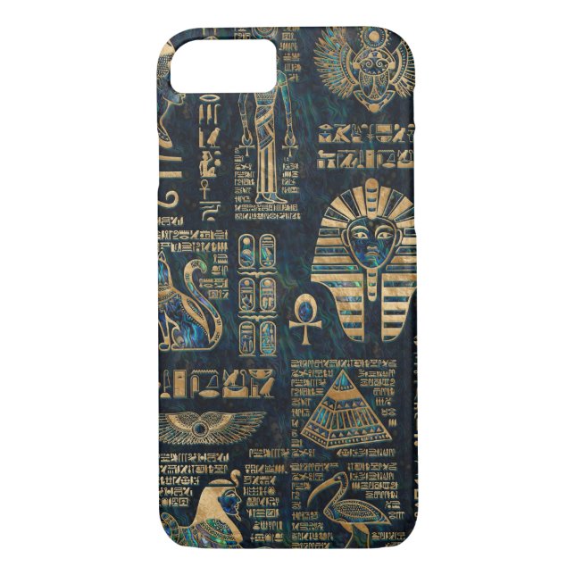 Egyptiska hieroglyphs och gudomar - Abalone och Case-Mate iPhone Skal (Baksida)