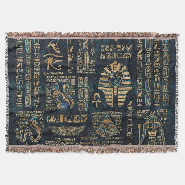 Egyptiska hieroglyphs och gudomar - Abalone och Filt (Framsidan)