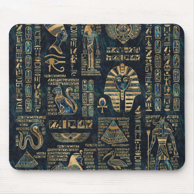 Egyptiska hieroglyphs och gudomar - Abalone och Musmatta (Framsidan)