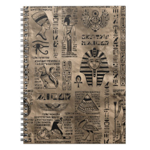 Egyptiska hieroglyphs och gudomar - lyxigt guld anteckningsbok