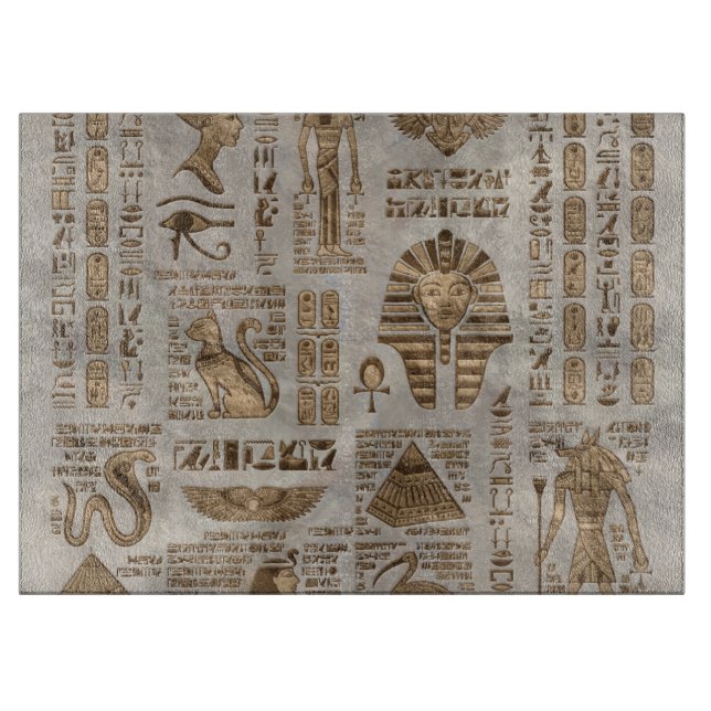 Egyptiska hieroglyphs och gudomar - vintageguld (Framsidan)
