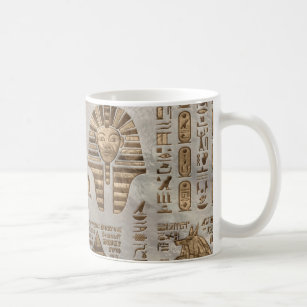 Egyptiska hieroglyphs och gudomar - vintageguld kaffemugg