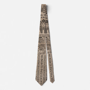 Egyptiska hieroglyphs och symboler på trä slips
