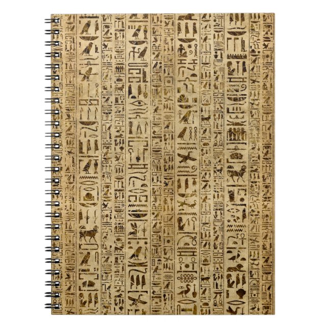 Egyptiska hieroglyphs på papyrusen anteckningsbok (Framsidan)