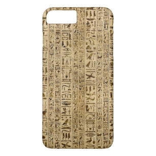 Egyptiska hieroglyphs på papyrusen