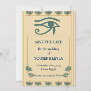 Egyptiska Horus öga Lotus Guld Save the Date Inbjudningar