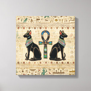 Egyptiska katter och ankh kor canvastryck